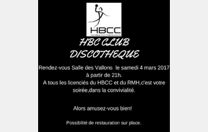 HBC CLUB DISCOTHEQUE LE 4 MARS 2017