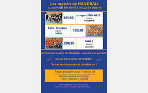Journée handball à Acigné + repas et soirée  disco  LE 1 AVRIL 2017