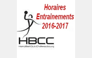 ENTRAINEMENTS 2016-2017 A PARTIR DE NOVEMBRE 2016