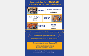 Journée handball à Acigné + repas et soirée &quot;disco&quot; LE 1 AVRIL 2017