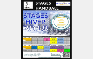 Planning stages handball vacances &quot;hiver&quot; 2018