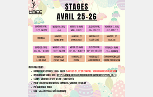 Stages HBCC vacances d'avril