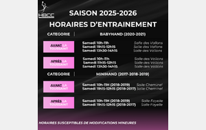 Horaires d'entrainement
