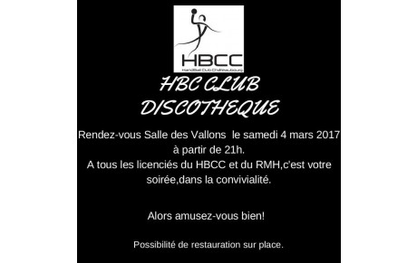 HBC CLUB DISCOTHEQUE LE 4 MARS 2017