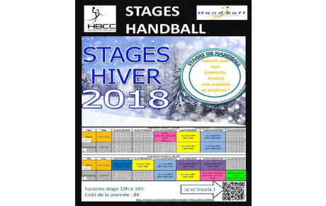 Planning stages handball vacances &quot;hiver&quot; 2018